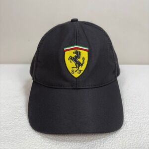 Ferrari Hat Men's One Size Black Official Adjustable Scuderia Logo Cap F1 Car